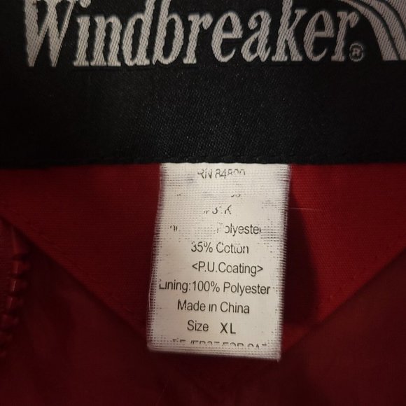 Vintage Windbreaker Mens Jacket Windbreaker Crew Collar Zip Pockets Lined Red XL - Picture 7 of 14